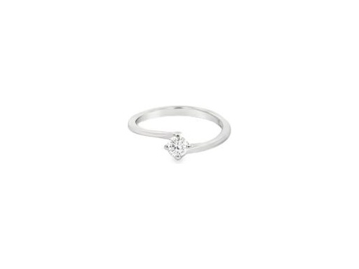 18K White Gold Solitaire Ring with Natural Round Diamond